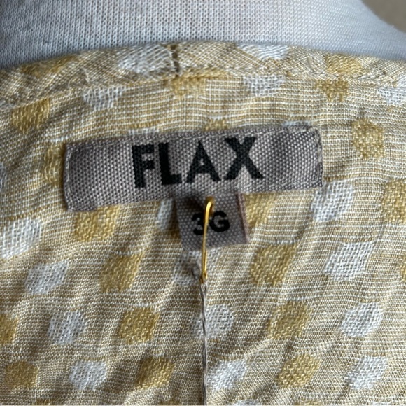 FLAX yellow bamboo dot linen neutral long sleeve lagenlook tunic top 3X - Picture 5 of 8